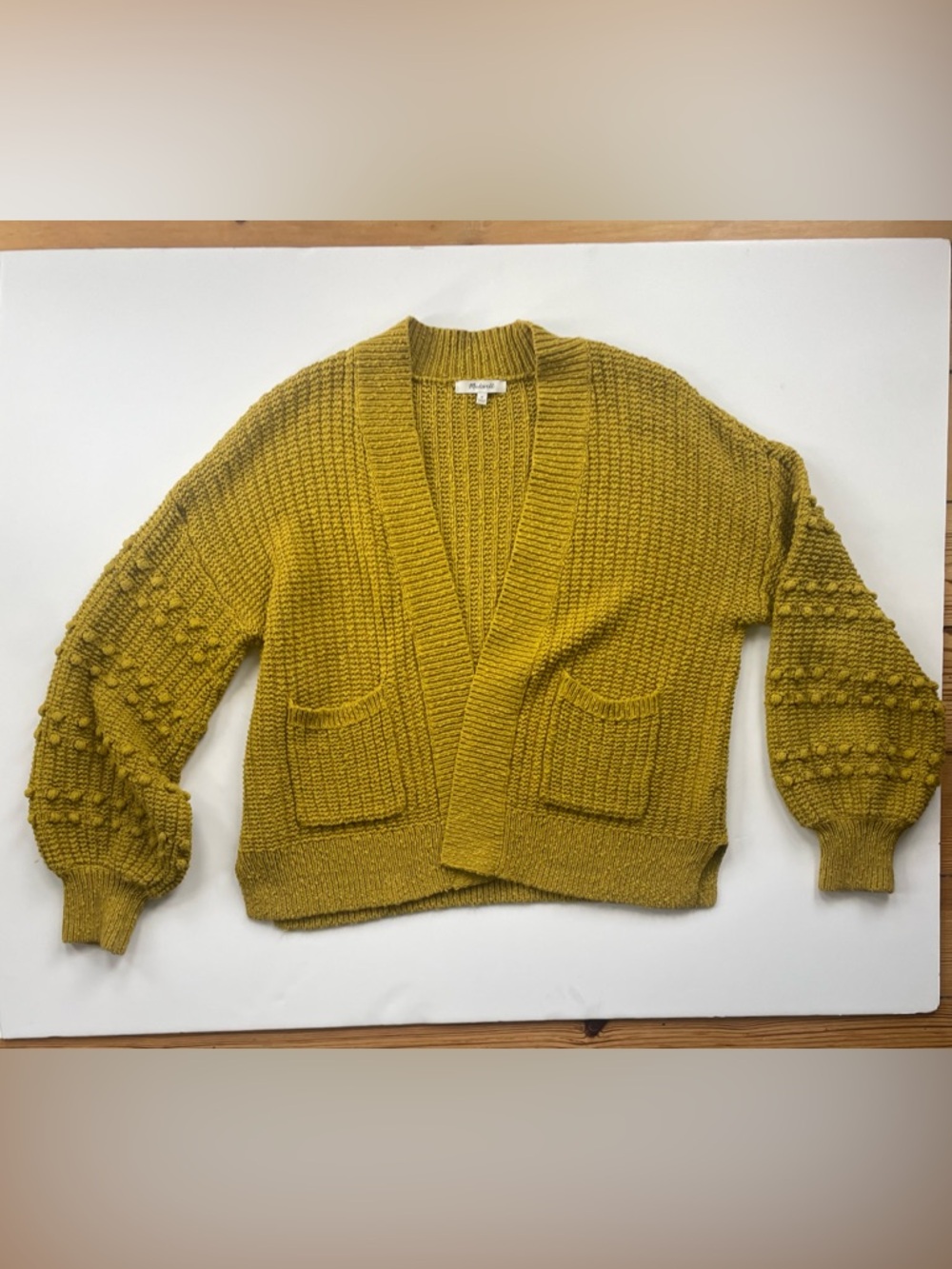 Madewell Mustard Open-Front Chunky Knit Cardigan 100% cotton size M